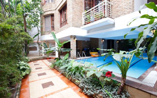 Partly furnished house to lease with big pool in Tay Ho