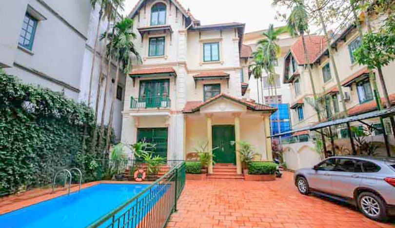 Tay Ho villa with pool for lease large outdoor space