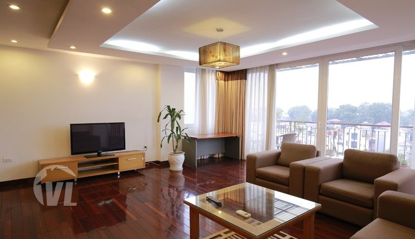 High floor serviced apartment with 2 bedrooms in Truc Bach