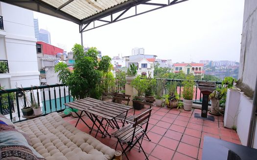 Lake view 2 bedrooms apartment with a big terrace in Truc Bach