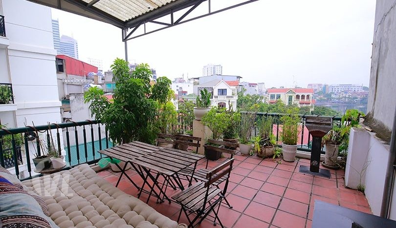 Lake view 2 bedrooms apartment with a big terrace in Truc Bach