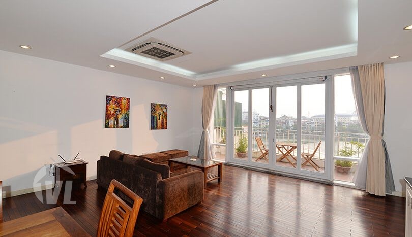 Lake view 3 bedrooms apartment with a big terrace in Truc Bach