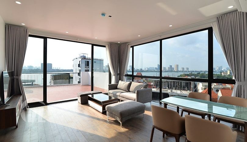 Huge terrace 2 bedroom apartment in Tay Ho with gorgeous lake view