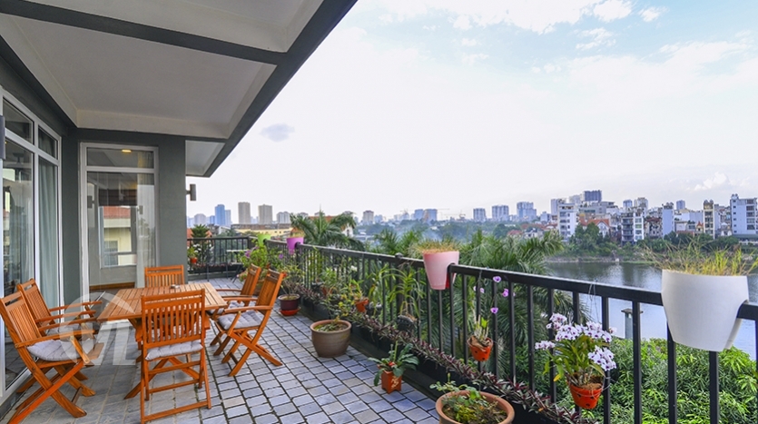 4 beds serviced apartment in Tay Ho with terrace facing the West lake