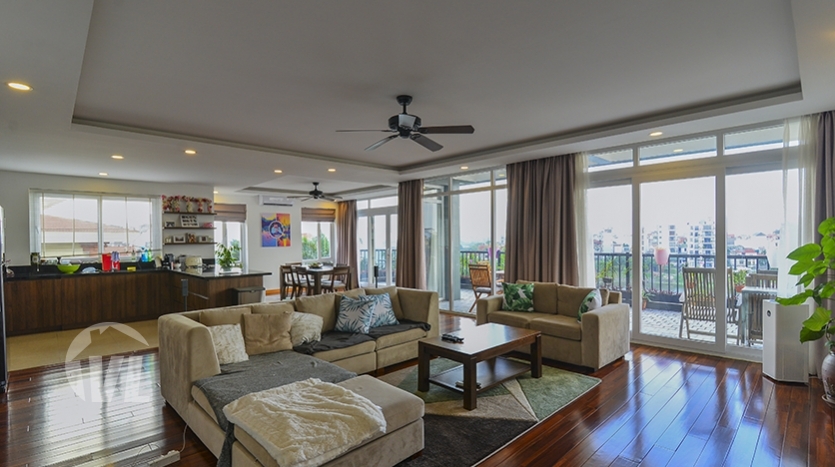4 beds serviced apartment in Tay Ho with terrace facing the West lake