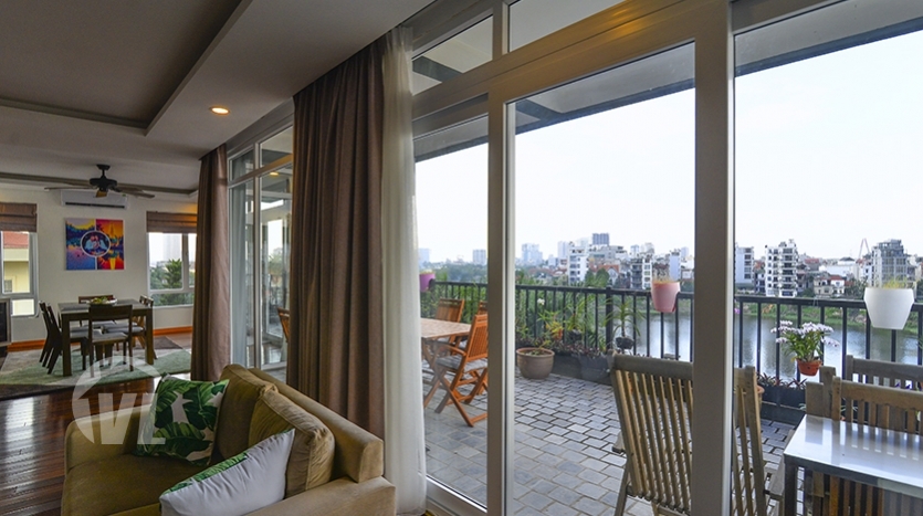 4 beds serviced apartment in Tay Ho with terrace facing the West lake