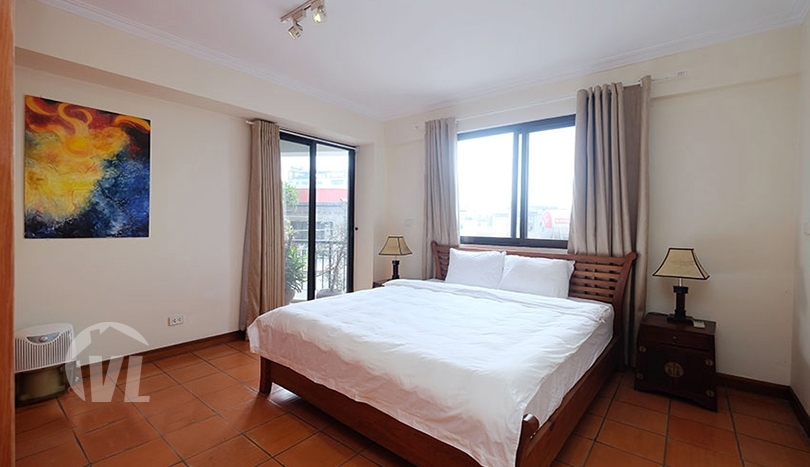 Lake view large 2 bedrooms apartment with terrace in Truc Bach