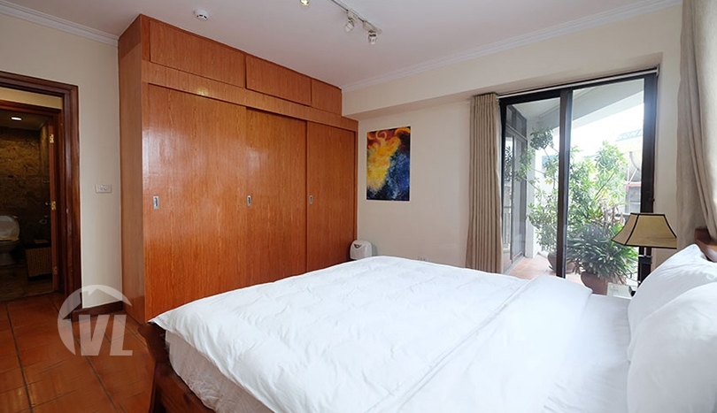 Lake view large 2 bedrooms apartment with terrace in Truc Bach
