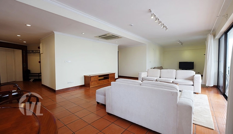 Lake view large 2 bedrooms apartment with terrace in Truc Bach