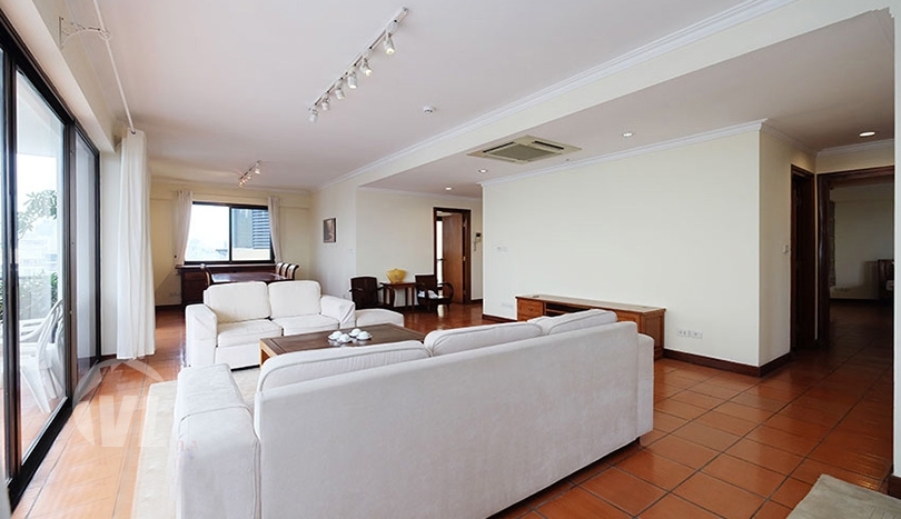 Lake view large 2 bedrooms apartment with terrace in Truc Bach