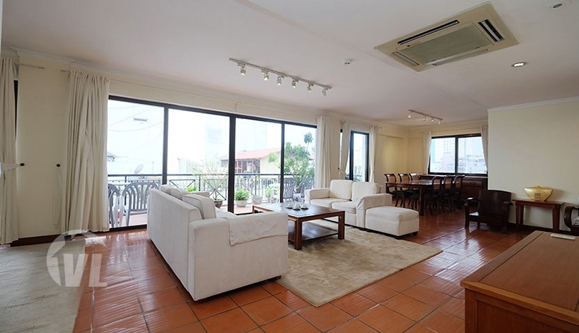 Lake view large 2 bedrooms apartment with terrace in Truc Bach