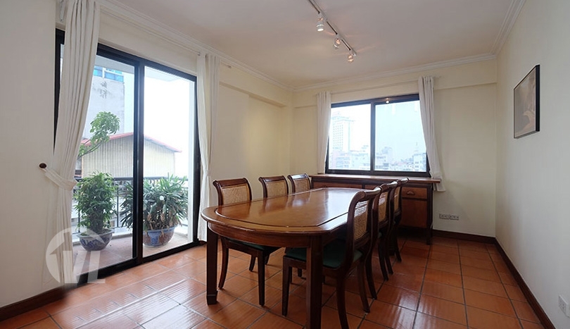 Lake view large 2 bedrooms apartment with terrace in Truc Bach