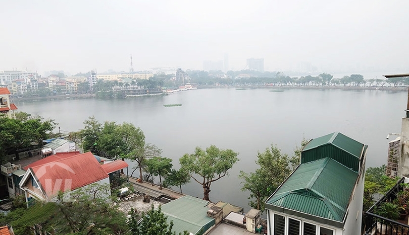 Lake view large 2 bedrooms apartment with terrace in Truc Bach