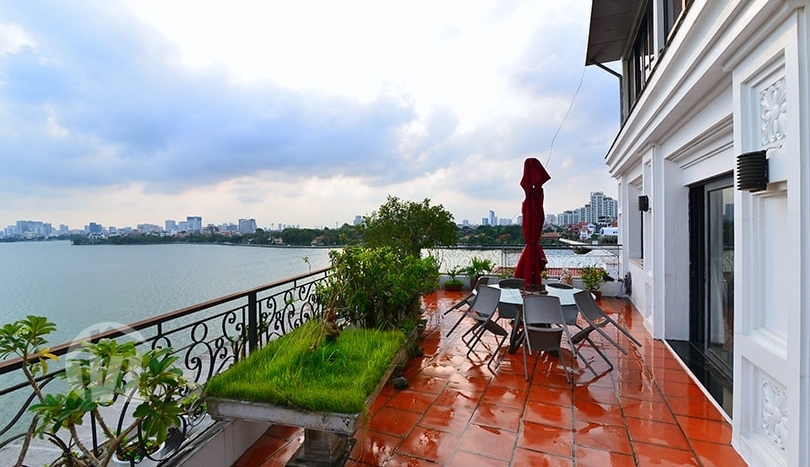 Penthouse in Tay Ho for rent with terrace facing the West Lake