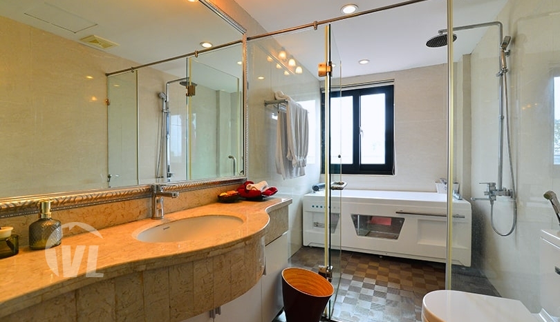 Penthouse in Tay Ho for rent with terrace facing the West Lake