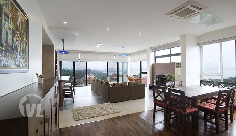 Furnished 4 beds apartment to lease in Tay Ho with West Lake view