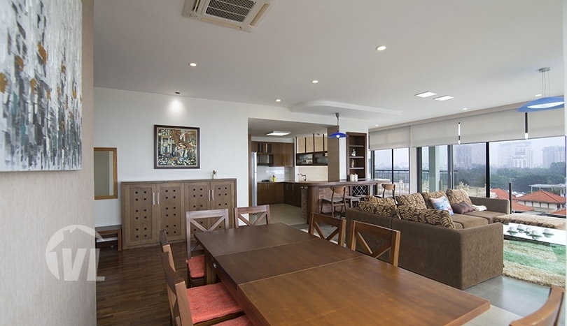 Furnished 4 beds apartment to lease in Tay Ho with West Lake view