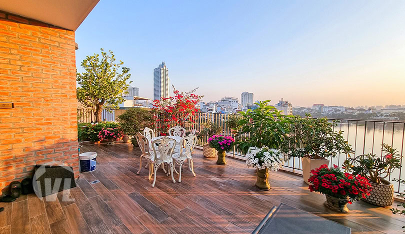 Unique 4 bedroom apartment with terrace to rent in Truc Bach