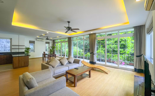 Furnished 4 bedroom apartment to rent with green view in Tay Ho