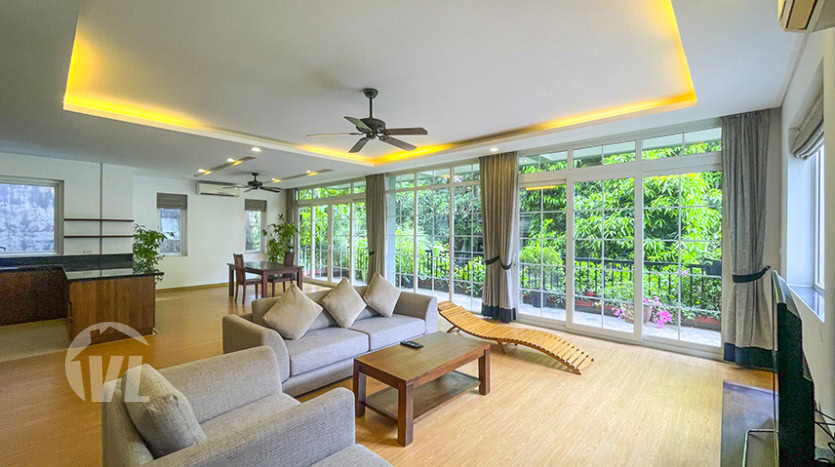 Furnished 4 bedroom apartment to rent with green view in Tay Ho