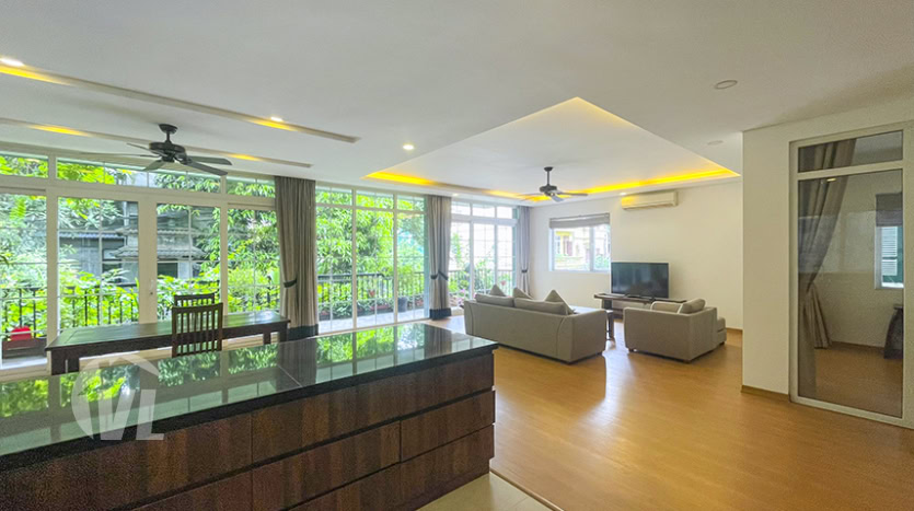 Furnished 4 bedroom apartment to rent with green view in Tay Ho