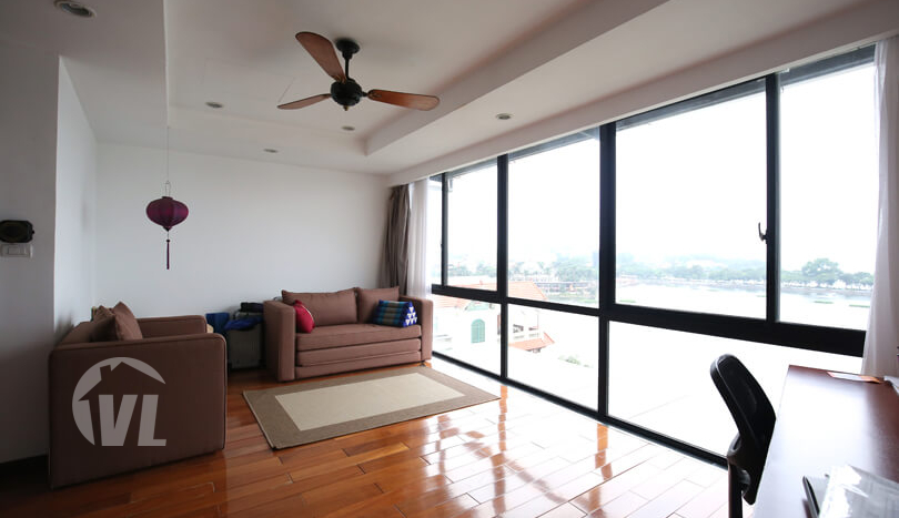 Lake view 3 bedrooms penthouse for rent Truc Bach