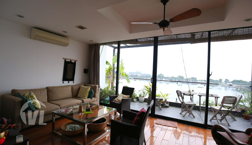 Lake view 3 bedrooms penthouse for rent Truc Bach