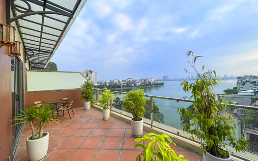 Terrace lake view 2 bedroom apartment for rent in Tay Ho