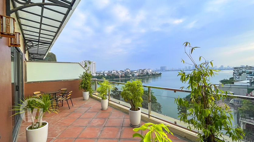 Terrace lake view 2 bedroom apartment for rent in Tay Ho