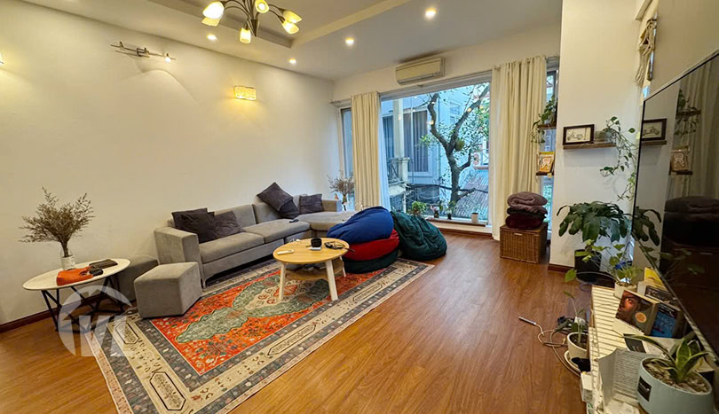 Modern 4 Bedroom House for Rent in Tay Ho with front yard.