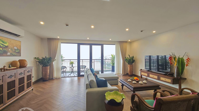 Brand-new Indochina-style 3-bedroom apartment for rent in Tay Ho