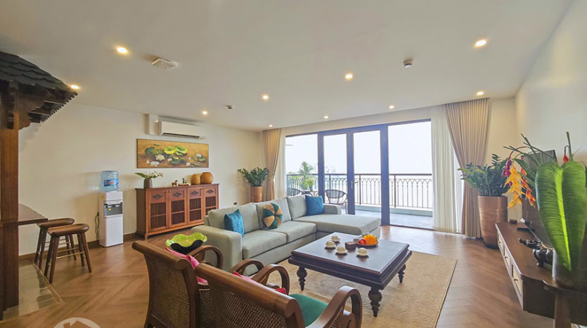 Brand-new Indochina-style 3-bedroom apartment for rent in Tay Ho