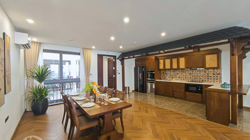 Brand-new Indochina-style 3-bedroom apartment for rent in Tay Ho